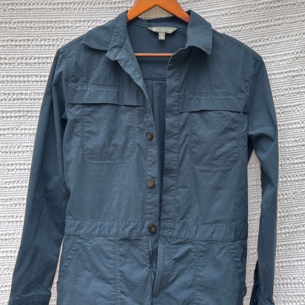 Title Nine Rosie Utility Long Sleeve Jumpsuit - Navy Blue, Size S (4-6) - Picture 6 of 7